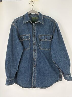 C.C. Filson Seattle Denim Work Shirt SZ Large Blue 100% Cotton Workwear